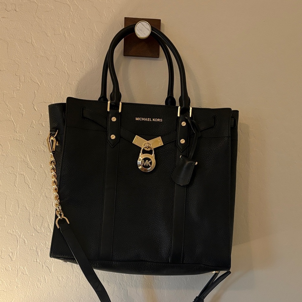 Michael Kors Black Tote with Gold Accents